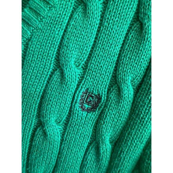 Chaps, V-neck, Kelly, green cable knit sweater women’s size M - Picture 3 of 6